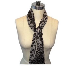 Express Black & Gray Animal Print Fringes Scarf/Wrap OS